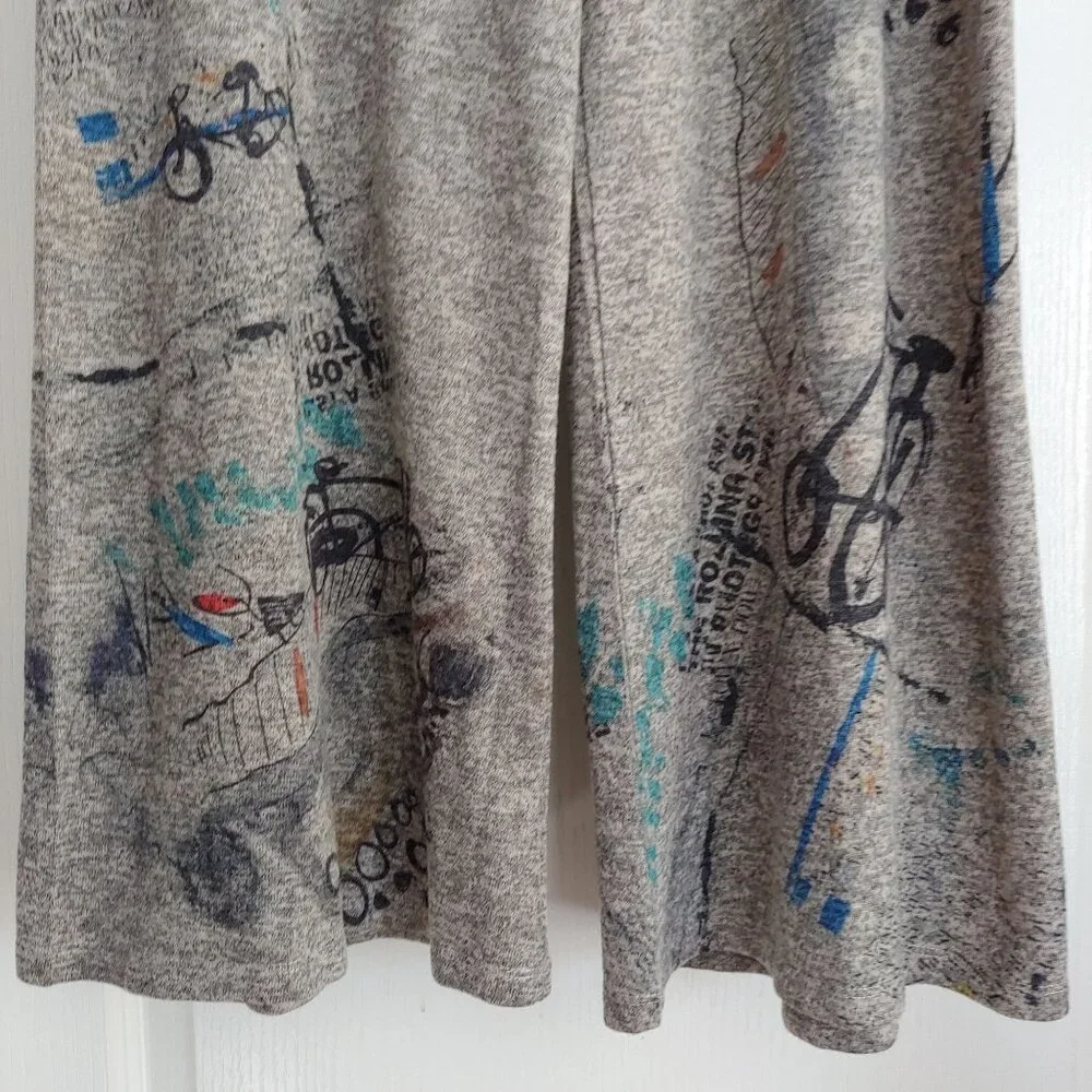 Inoah Freedom Art Knit Pants Whimsical Urban Graphic Print Streetwear M - Picture 6 of 13